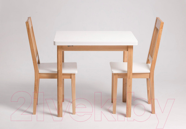 Изображение товара Обеденный стол Белдревизделие Вильфор 80x60-120x75 дубовый (белый/Р 43)