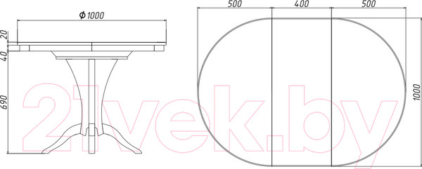 Изображение товара Обеденный стол Белдревизделие Кадрус 100-140x100x75 дубовый (орех)