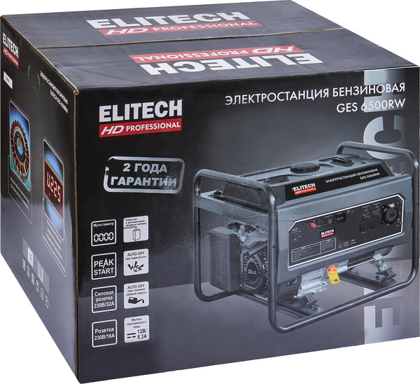 Изображение товара Бензиновый генератор Elitech GES 6500RW (204667)