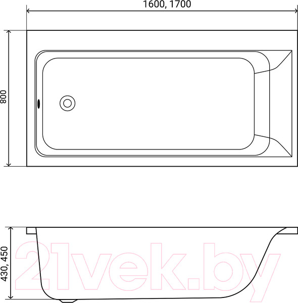 Изображение товара Ванна акриловая Lauter Seraphina 170x80 / 2112170L (с ножками, лицевым и торцевым экранами)