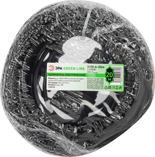Изображение товара Удлинитель ЭРА Greenline BUH-6-20m / Б0065138
