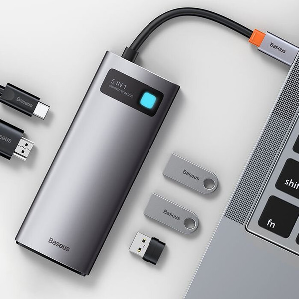Изображение товара Док-станция для ноутбука Baseus Metal Gleam Series 5-in-1 / WKWG020013