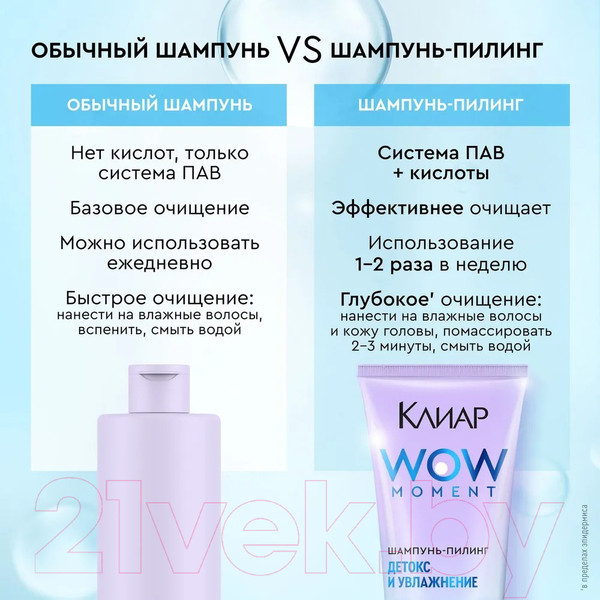 Изображение товара Шампунь для волос Clear Детокс и увлажнение с аминокислотами и витамином Е (200мл)