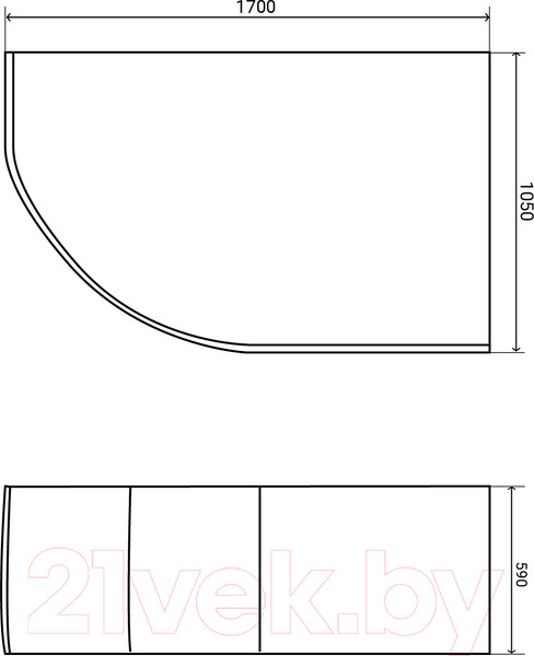 Изображение товара Ванна акриловая Lauter Geneva 170x105 / 2103170R (с ножками)