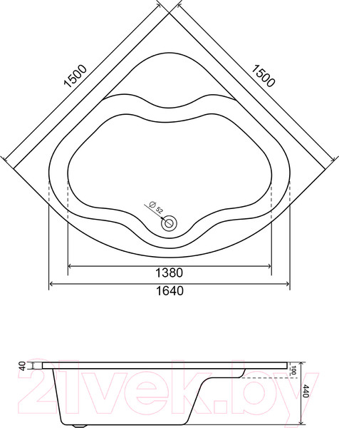 Изображение товара Ванна акриловая Lauter Majestica 150x150 / 21040150 (с ножками)