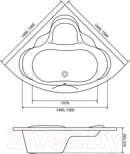 Изображение товара Ванна акриловая Lauter Riviera 140x140 / 21050140 (с ножками)