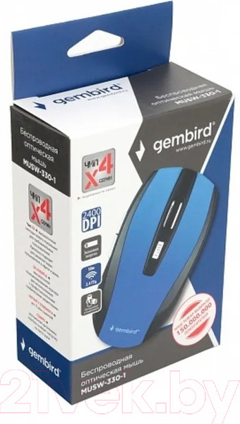 Изображение товара Мышь Gembird MUSW-330-1 (синий)
