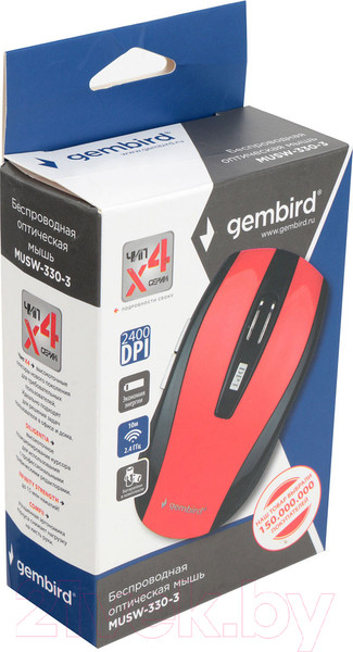 Изображение товара Мышь Gembird MUSW-330-3 (красный)