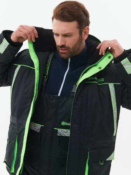 Изображение товара Костюм для охоты и рыбалки Huntsman Elbrus -35°C (р.44-46/182-188, черный/лайм )