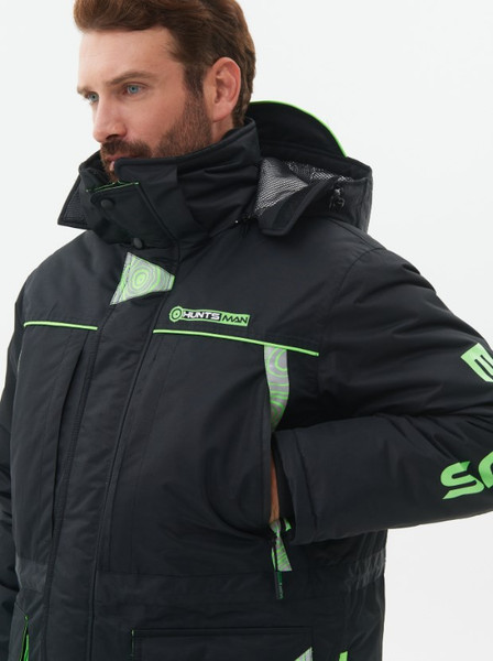 Изображение товара Костюм для охоты и рыбалки Huntsman Elbrus -35°C (р.44-46/182-188, черный/лайм )