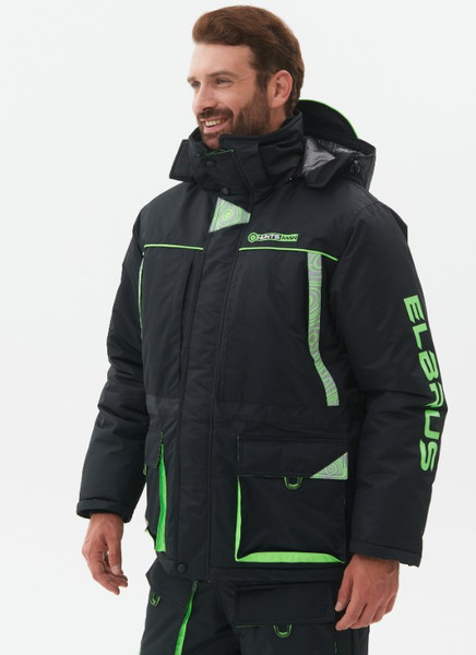 Изображение товара Костюм для охоты и рыбалки Huntsman Elbrus -35°C (р.44-46/182-188, черный/лайм )