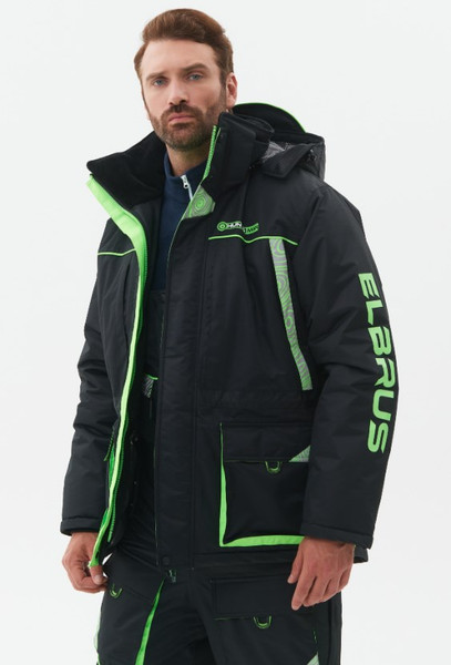 Изображение товара Костюм для охоты и рыбалки Huntsman Elbrus -35°C (р.44-46/182-188, черный/лайм )