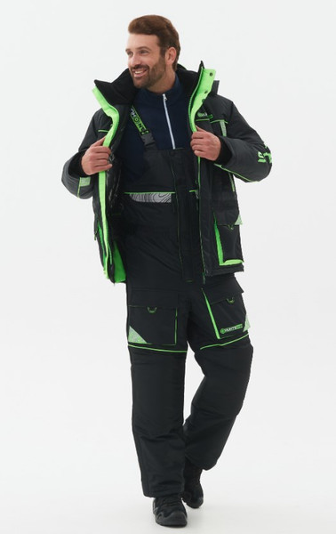 Изображение товара Костюм для охоты и рыбалки Huntsman Elbrus -35°C (р.44-46/182-188, черный/лайм )