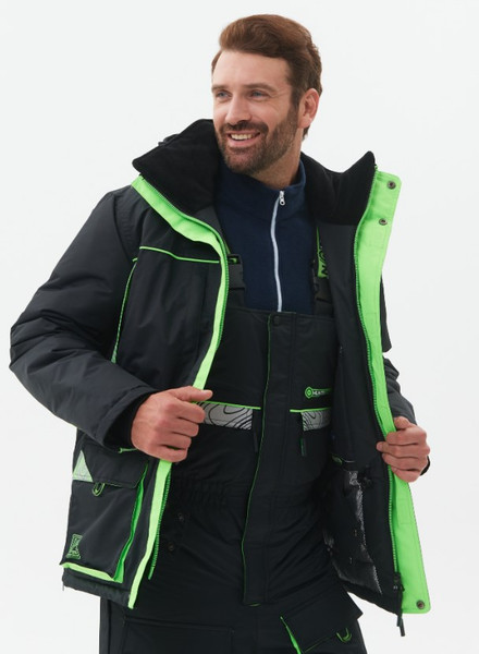 Изображение товара Костюм для охоты и рыбалки Huntsman Elbrus -35°C (р.52-54/182-188, черный/лайм)