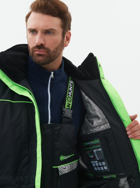 Изображение товара Костюм для охоты и рыбалки Huntsman Elbrus -35°C (р.52-54/182-188, черный/лайм)