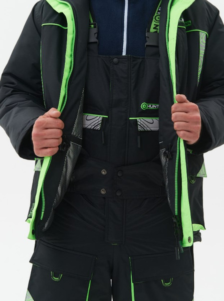 Изображение товара Костюм для охоты и рыбалки Huntsman Elbrus -35°C (р.52-54/182-188, черный/лайм)