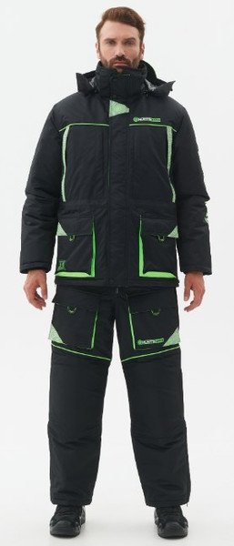 Изображение товара Костюм для охоты и рыбалки Huntsman Elbrus -35°C (р.52-54/182-188, черный/лайм)