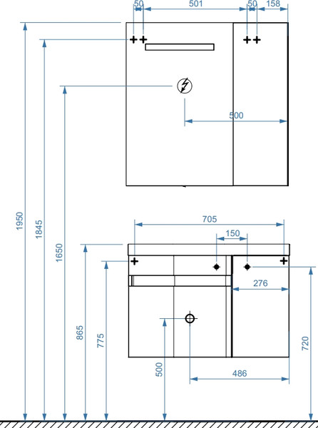 Изображение товара Шкаф с зеркалом для ванной Belux Токио В 80 Ш (1, белый глянцевый)