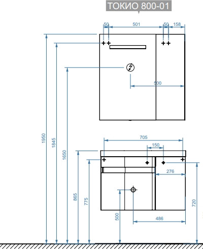 Изображение товара Тумба под умывальник Belux Токио НП 80-01 (1, белый глянцевый)
