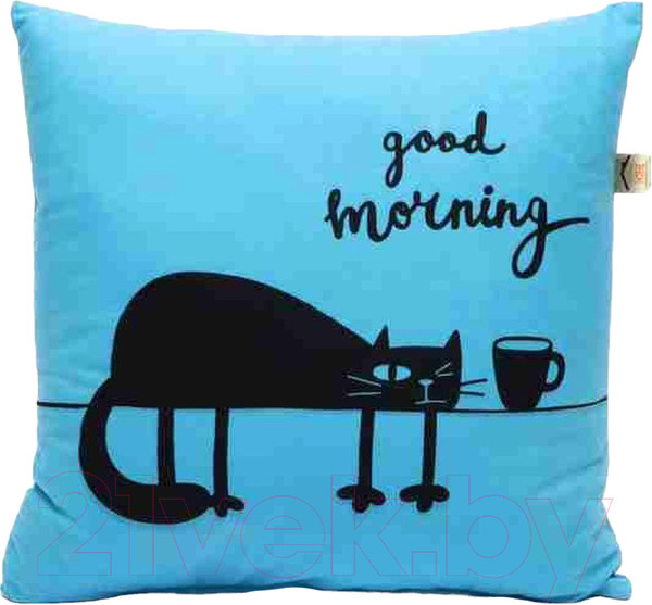 Изображение товара Подушка декоративная MATEX Meow. Good Morning / 37-866 (голубой/чернильный)