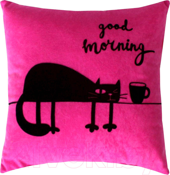 Изображение товара Подушка декоративная MATEX Meow. Good Morning / 28-192 (фуксия/чернильный)