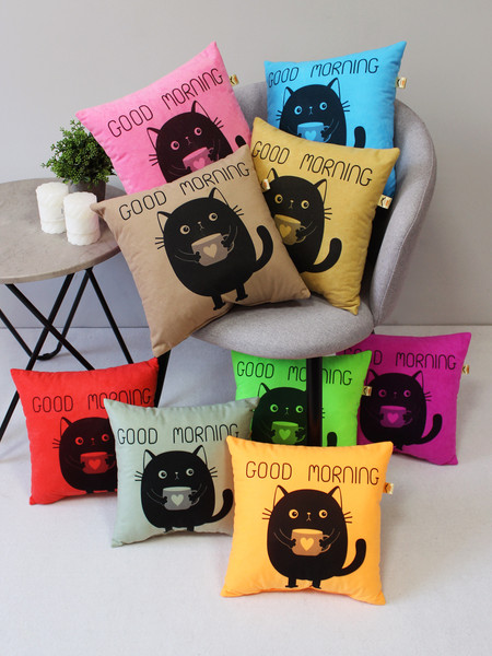 Изображение товара Подушка декоративная MATEX Meow. Spider / 37-873 (кофейный/черничный)