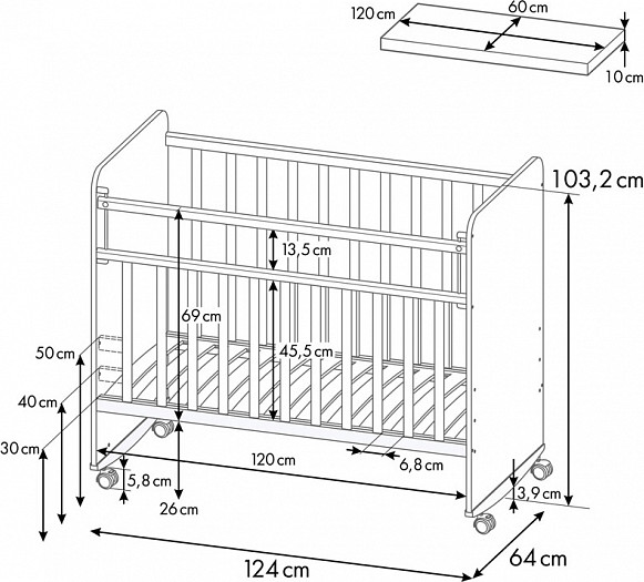 Изображение товара Детская кроватка Фея 702 / 0002757.173 (дуб крафт золотой/белый)