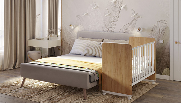 Изображение товара Детская кроватка Фея 702 / 0002757.173 (дуб крафт золотой/белый)