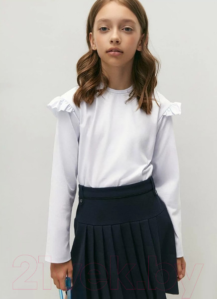 Изображение товара Лонгслив детский Amarobaby Ruffle / AB-OD24-R44/00-128 (белый, р.128)