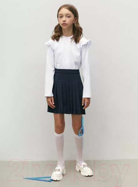 Изображение товара Лонгслив детский Amarobaby Ruffle / AB-OD24-R44/00-140 (белый, р.140)