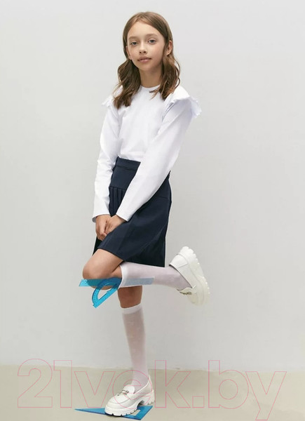 Изображение товара Лонгслив детский Amarobaby Ruffle / AB-OD24-R44/00-140 (белый, р.140)