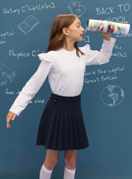 Изображение товара Лонгслив детский Amarobaby Ruffle / AB-OD24-R44/00-140 (белый, р.140)