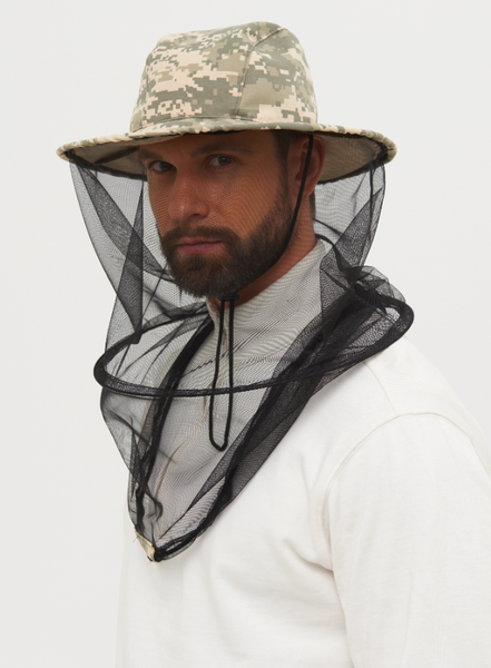 Изображение товара Накомарник для охоты и рыбалки Huntsman Антигнус c кольцом Св.пиксель 128/2 Смесовая Рип-Стоп (р.60)