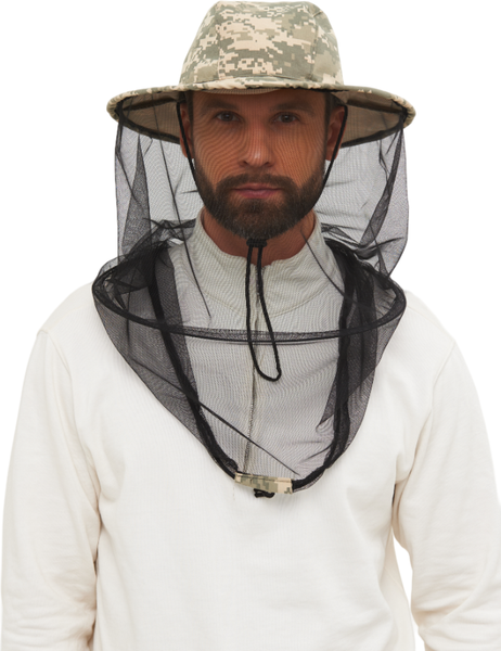 Изображение товара Накомарник для охоты и рыбалки Huntsman Антигнус c кольцом Св.пиксель 128/2 Смесовая Рип-Стоп (р.60)