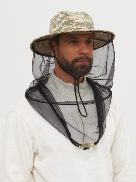 Изображение товара Накомарник для охоты и рыбалки Huntsman Антигнус c кольцом Св.пиксель 128/2 Смесовая Рип-Стоп (р.60)