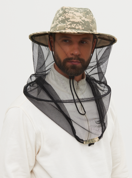 Изображение товара Накомарник для охоты и рыбалки Huntsman Антигнус c кольцом Св.пиксель 128/2 Смесовая Рип-Стоп (р.60)