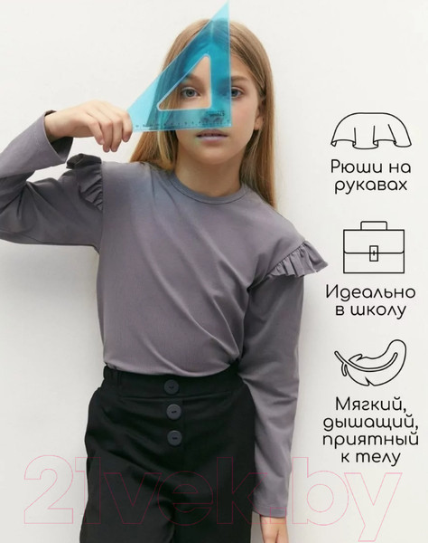 Изображение товара Лонгслив детский Amarobaby Ruffle / AB-OD24-R44/11-128 (серый, р.128)