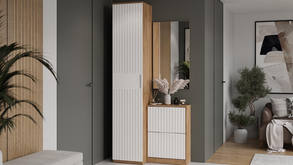 Изображение товара Тумба для обуви ТриЯ Хилтон Исп.2 (дуб крафт золотой/белый матовый)