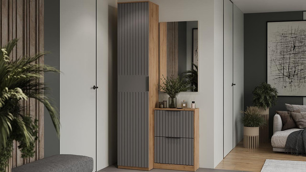 Изображение товара Тумба для обуви ТриЯ Хилтон Исп.2 (дуб крафт золотой/графит матовый)