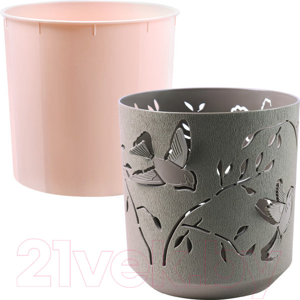 Изображение товара Кашпо La Decoro Колибри КШ-4652 (2.5л, мокачино/пудра)