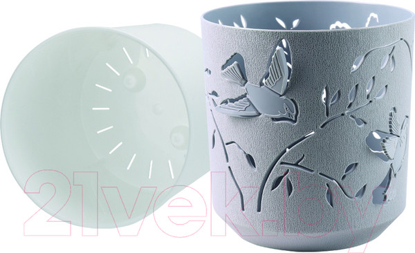 Изображение товара Кашпо La Decoro Колибри КШ-4648 (1.25л, серый жемчуг/белый)