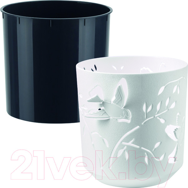 Изображение товара Кашпо La Decoro Колибри КШ-4642 (1.25л, белый/антрацит)