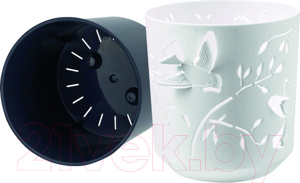 Изображение товара Кашпо La Decoro Колибри КШ-4642 (1.25л, белый/антрацит)