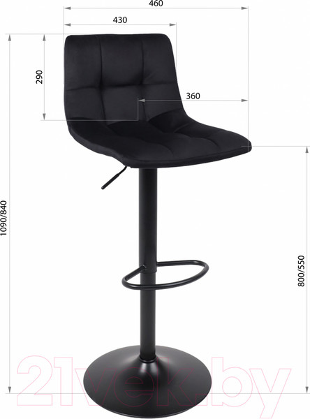 Изображение товара Стул барный AksHome Рой GB (Seven 035 черный велюр/черный)
