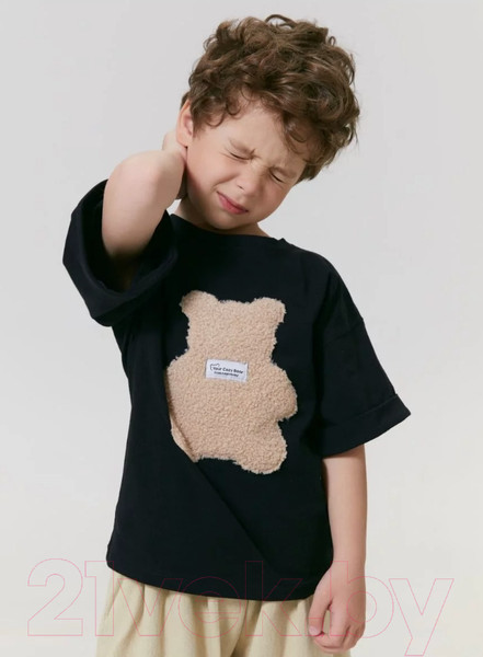 Изображение товара Футболка детская Amarobaby Bear / AB-OD24-B33/09-128 (черный, р.128)