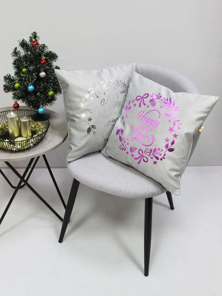 Изображение товара Наволочка декоративная MATEX Xmas. Garland / 39-341 (светло-серый/розовый/бежевый)