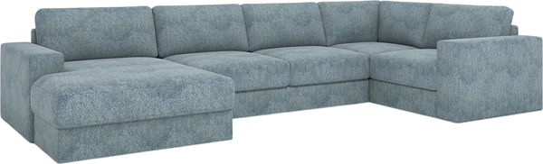 Изображение товара Диван П-образный Rivalli Дискавери + оттоманка левая + угловая секция + кресло секц. (Lamas Slate)