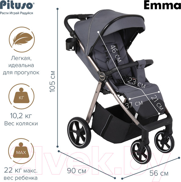 Изображение товара Детская прогулочная коляска Pituso Emma / ET6 (черный)