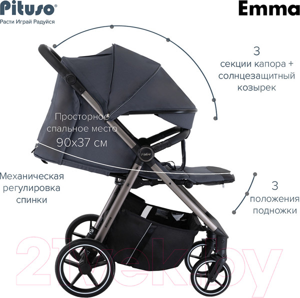 Изображение товара Детская прогулочная коляска Pituso Emma / ET6 (черный)