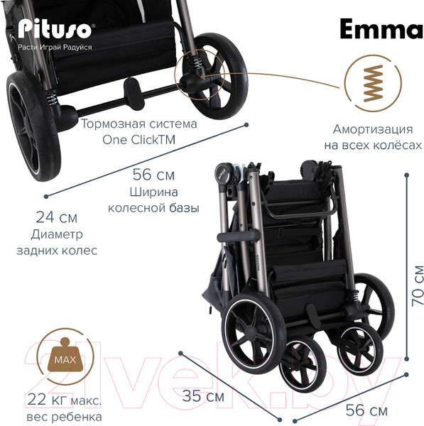 Изображение товара Детская прогулочная коляска Pituso Emma / ET6 (черный)